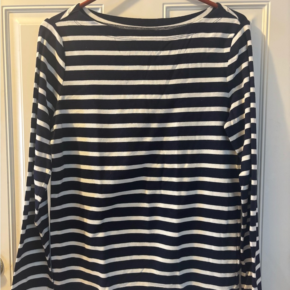 GAP Navy and White Striped Long Sleeve Shirt